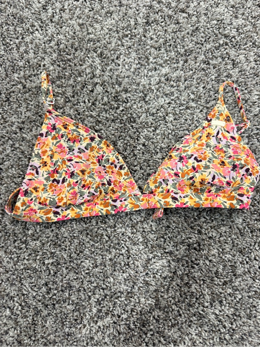 Roxy Girls Floral Triangle Bikini Top - Pink, Yellow & Orange